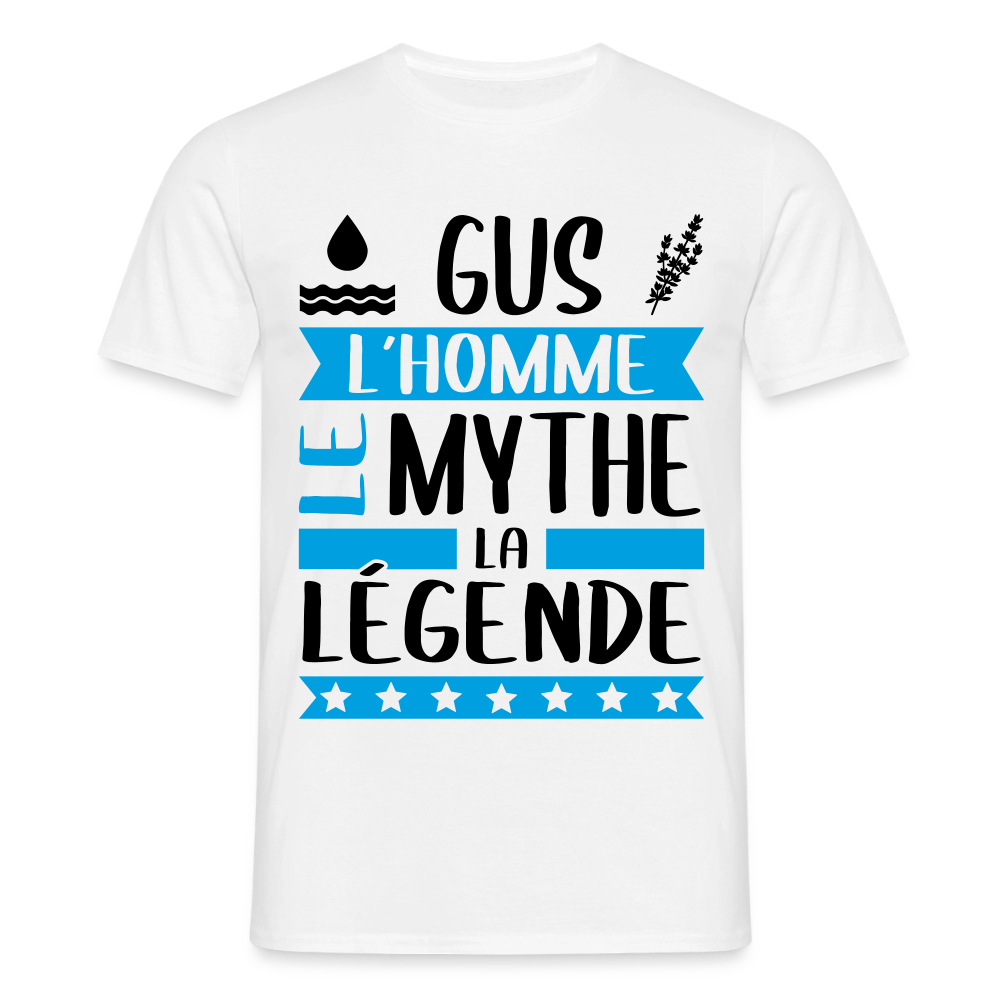 T-shirt homme coloris clair Augustin rébus – L’homme, le mythe, la légende - blanc