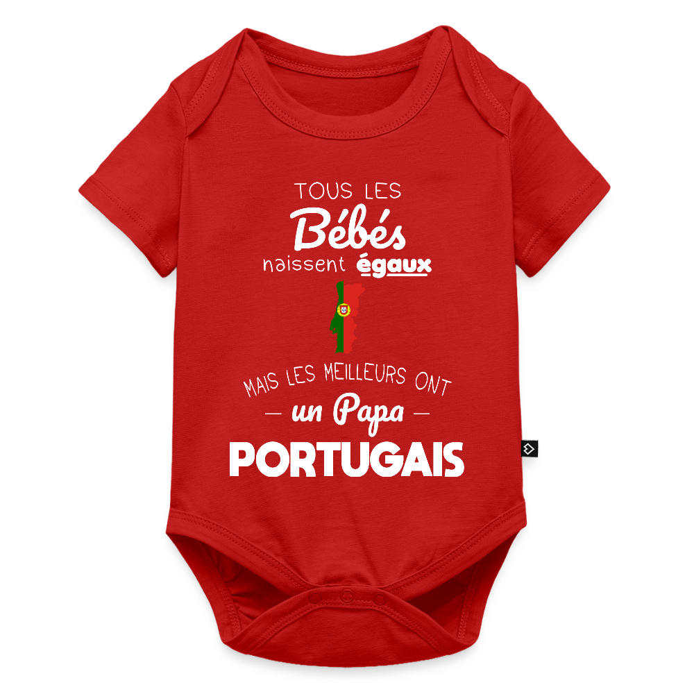 Body Bébé bio manches courtes - Les Meilleurs Ont Un Papa Portugais - rouge