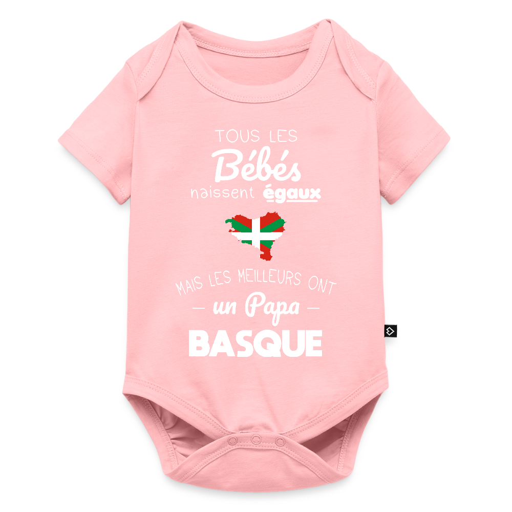 Body Bébé bio manches courtes - Les Meilleurs Ont Un Papa Basque - rose