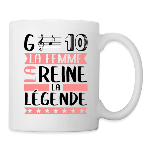 Mug blanc Gladys rébus – La femme, la reine, la légende - blanc
