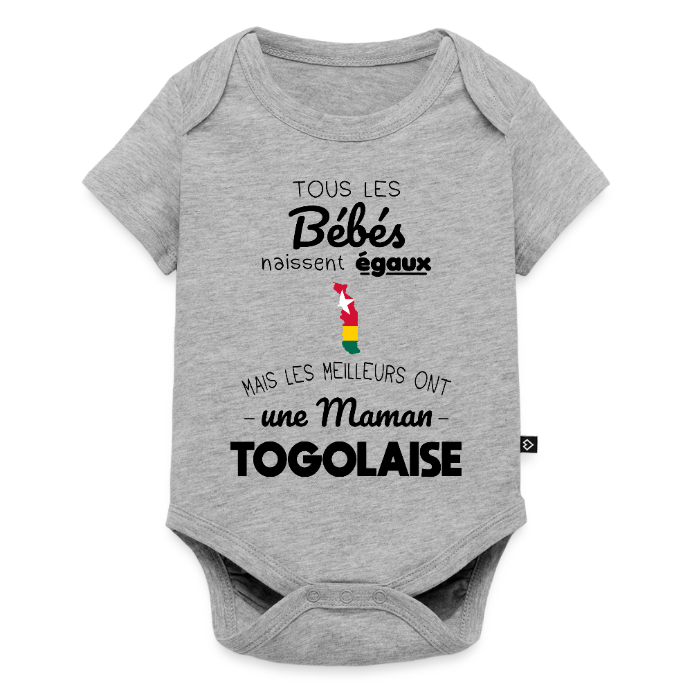 Body Bébé bio manches courtes - Les Meilleurs Ont Une Maman Togolaise - gris chiné