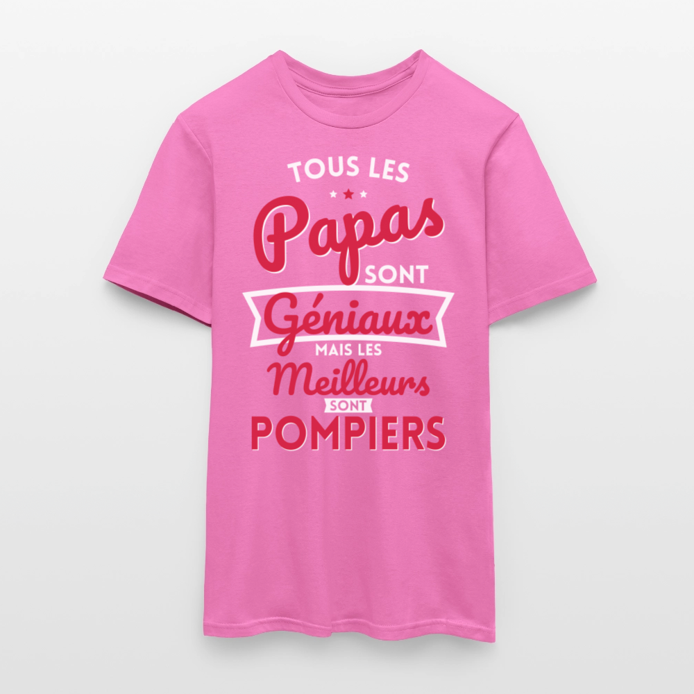 T-shirt Homme - Papas géniaux - Les meilleurs sont pompiers - rose