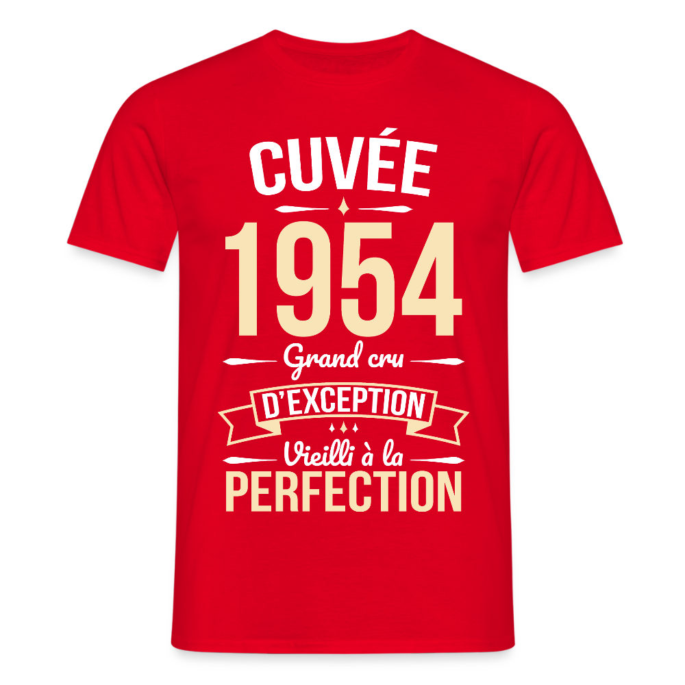 T-shirt Homme - Anniversaire 71 Ans - Cuvée 1954 - rouge