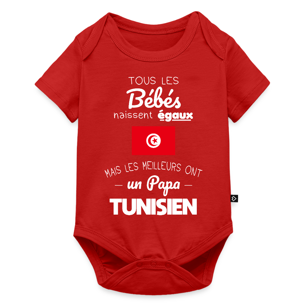 Body Bébé bio manches courtes - Les Meilleurs Ont Un Papa Tunisien - rouge