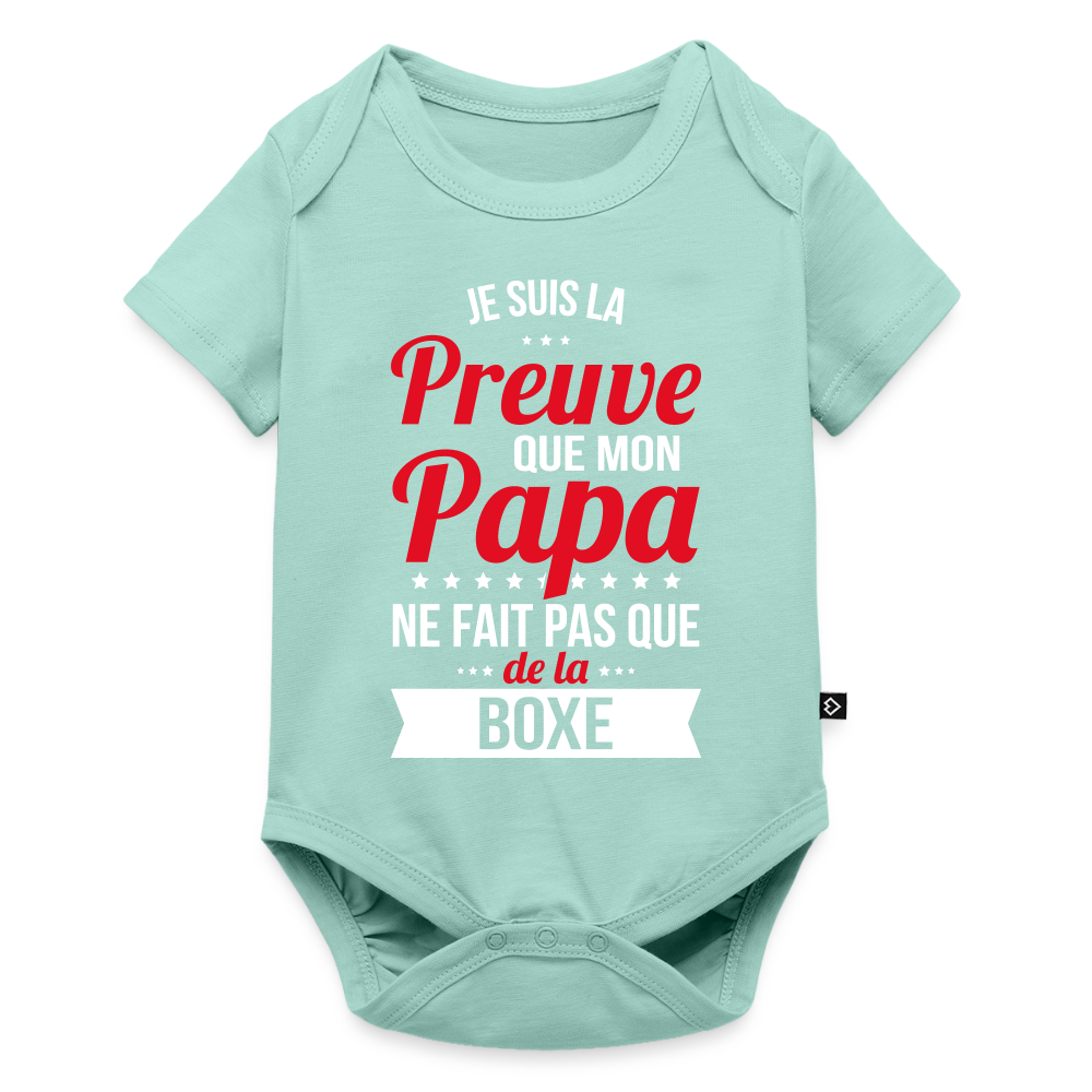 Body Bébé bio manches courtes - Mon Papa Ne Fait Pas Que De La Boxe - menthe 