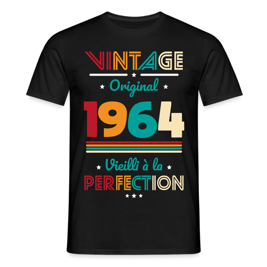 T-shirt Homme - Anniversaire 61 Ans - Vintage Original 1964 - noir