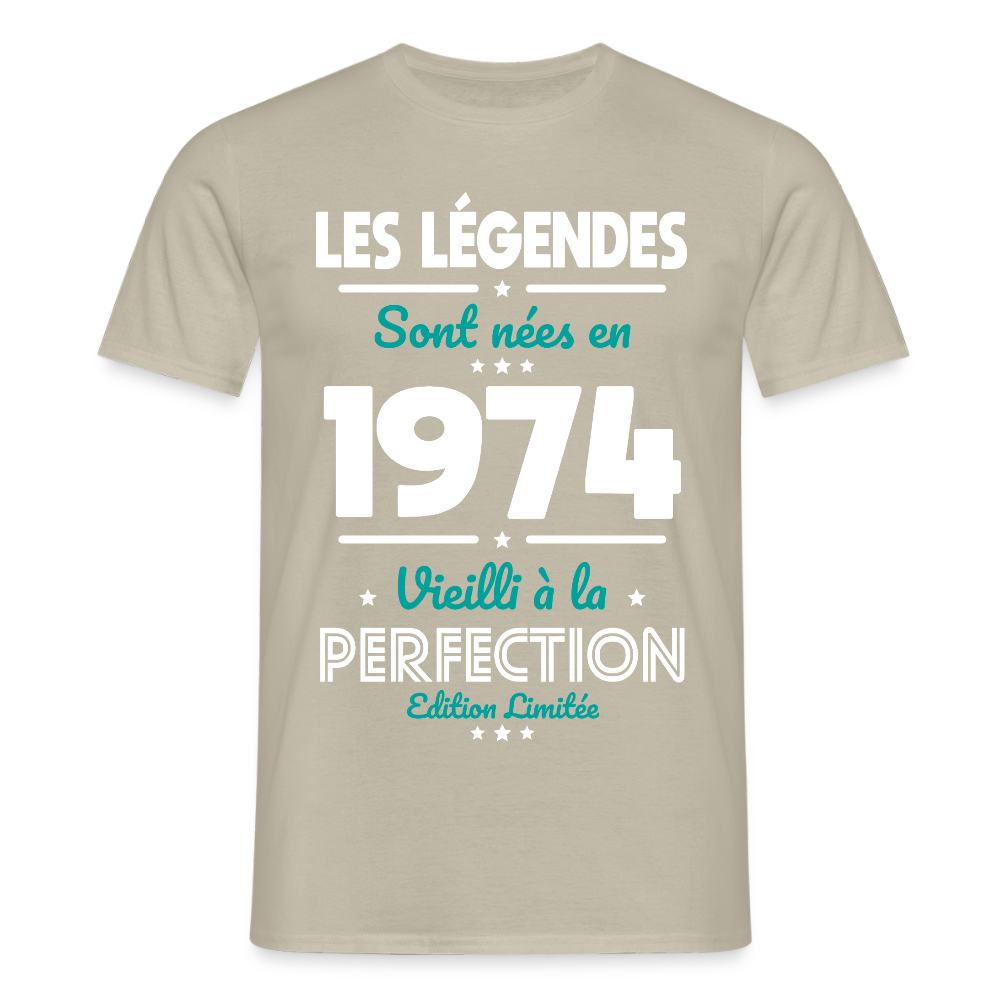 T-shirt Homme - Anniversaire 51 Ans - Les Légendes sont nées en 1974 - beige sable