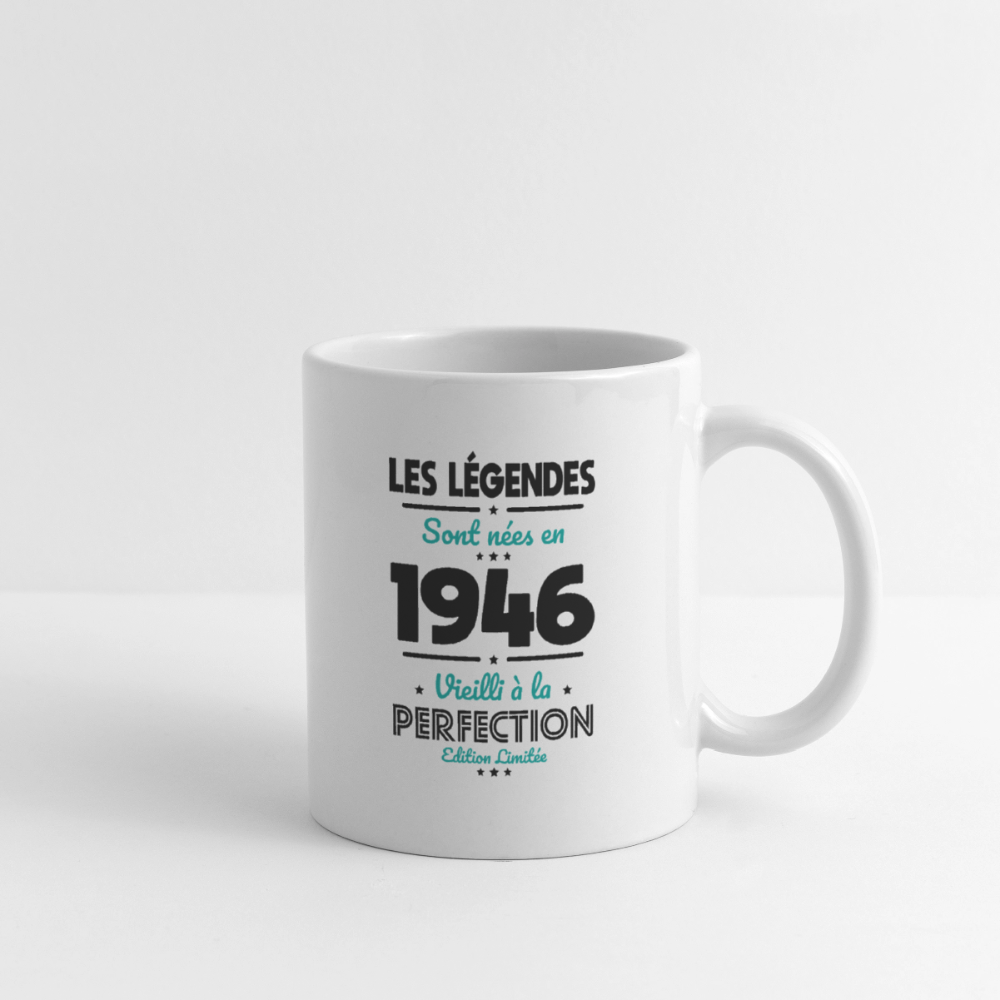 Mug anniversaire blanc homme 80 ans – Les légendes sont nées en 1946 - blanc