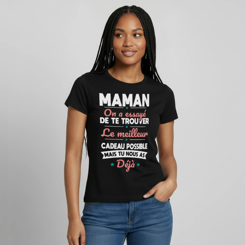 T-shirt femme maman humour - Cadeau original fête des mères - noir