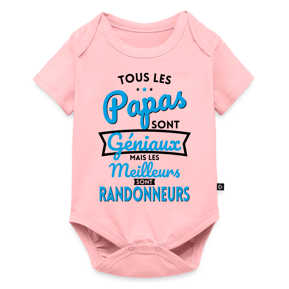 Body Bébé bio manches courtes - Papas géniaux - Les meilleurs sont randonneurs - rose