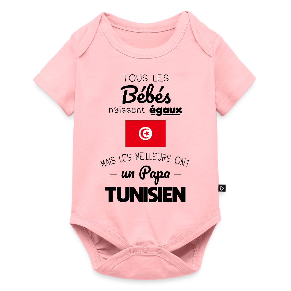 Body Bébé bio manches courtes - Les Meilleurs Ont Un Papa Tunisien - rose