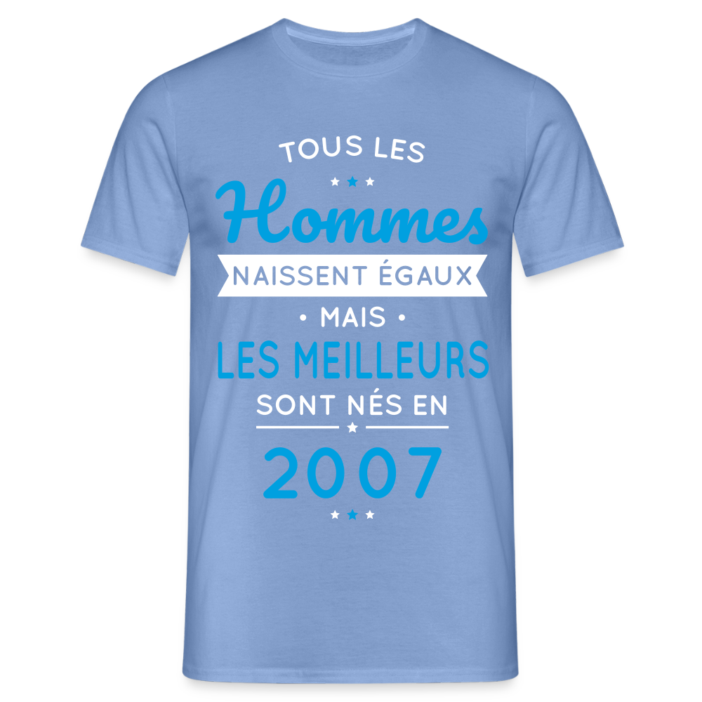 T-shirt Homme - Anniversaire 18 Ans - Les meilleurs sont nés en 2007 - carolina blue