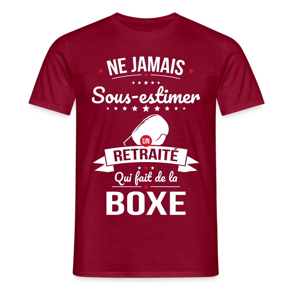 T-shirt Homme - Ne jamais sous-estimer un retraité qui fait de la boxe - rouge brique