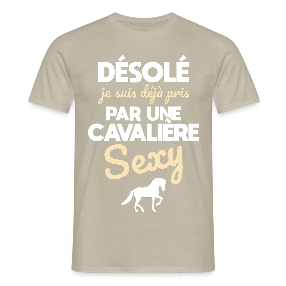 T-shirt Homme - Je suis déjà pris par une cavalière sexy - beige sable