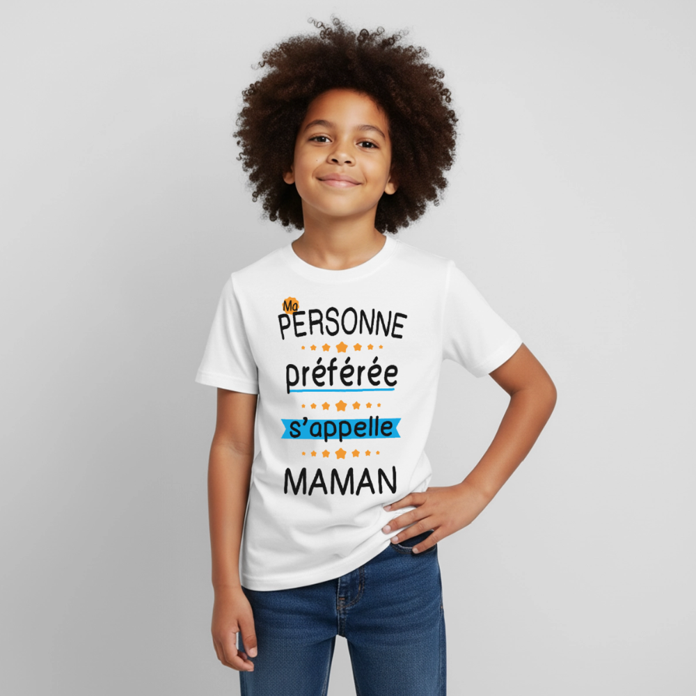 T-shirt enfant coloris clair - Personne préférée Maman - blanc