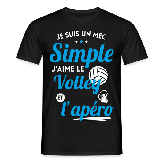 T-shirt Homme - J'aime le volley et l'apéro - noir