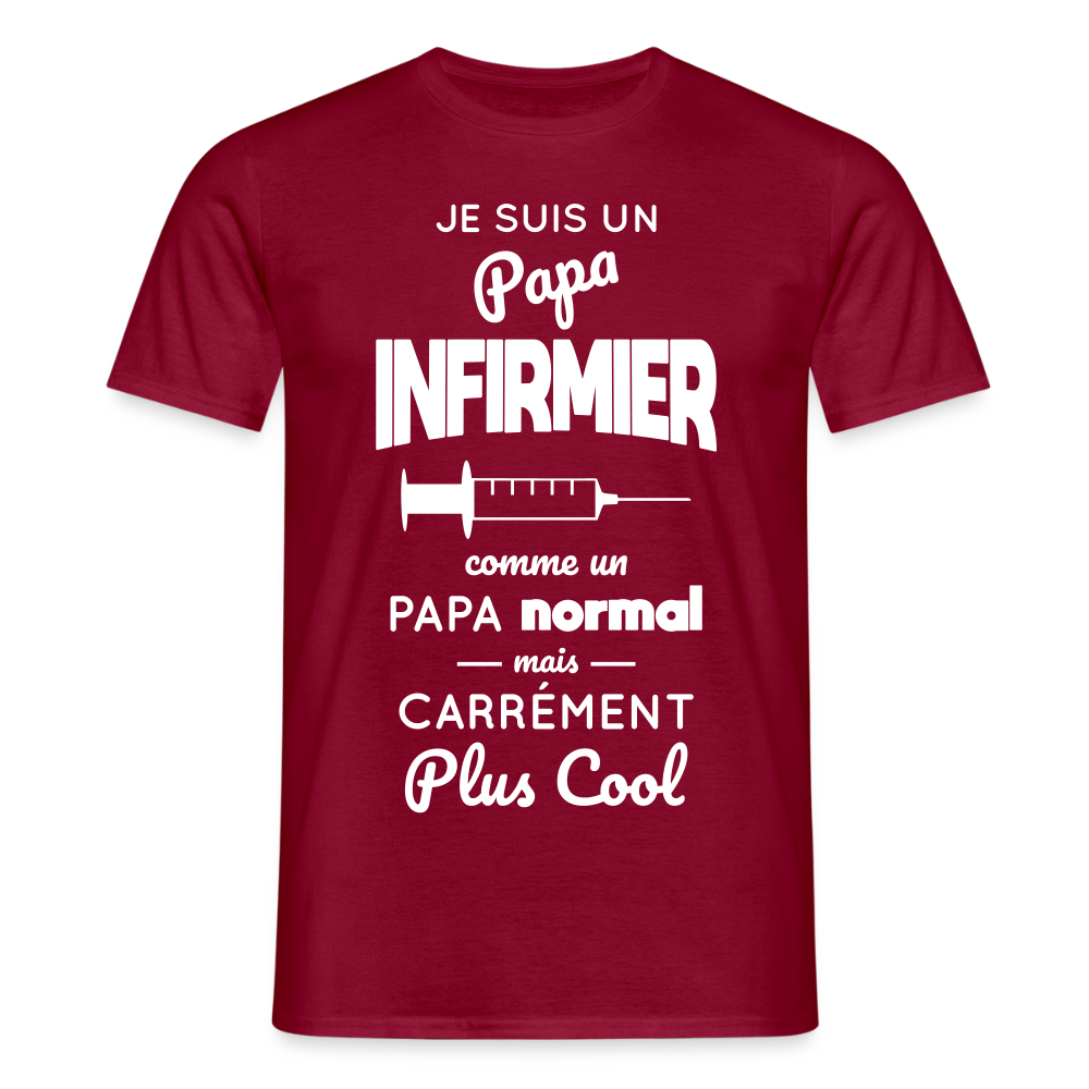 T-shirt Homme - Papa infirmier plus cool - rouge brique