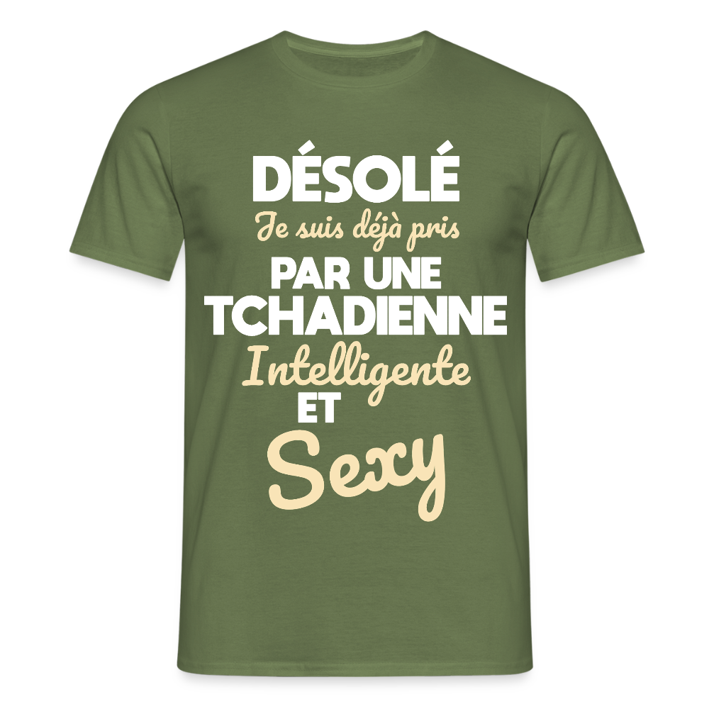T-shirt Homme -  Je suis déjà pris par une Tchadienne intelligente et sexy - vert militaire