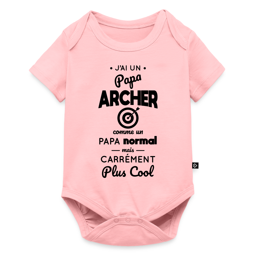 Body Bébé bio manches courtes - J'ai un papa archer - rose