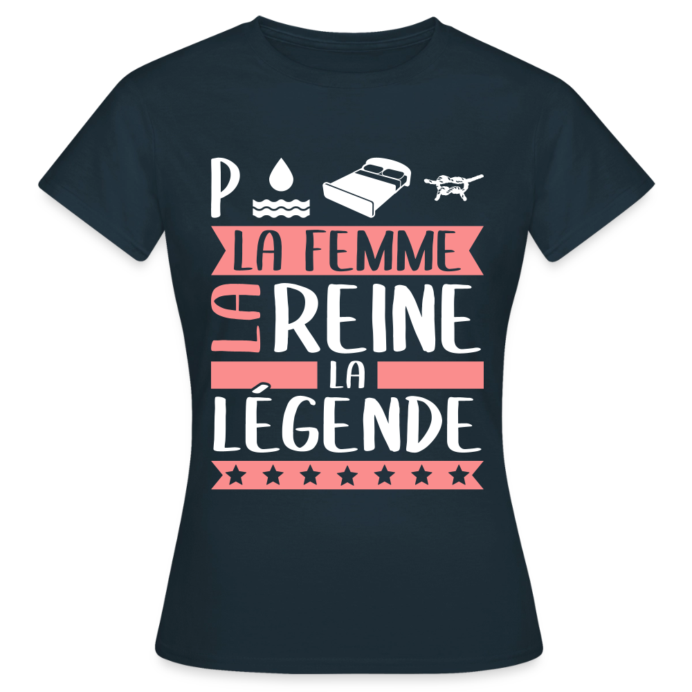 T-shirt femme Pauline rébus – La femme, la reine, la légende - marine