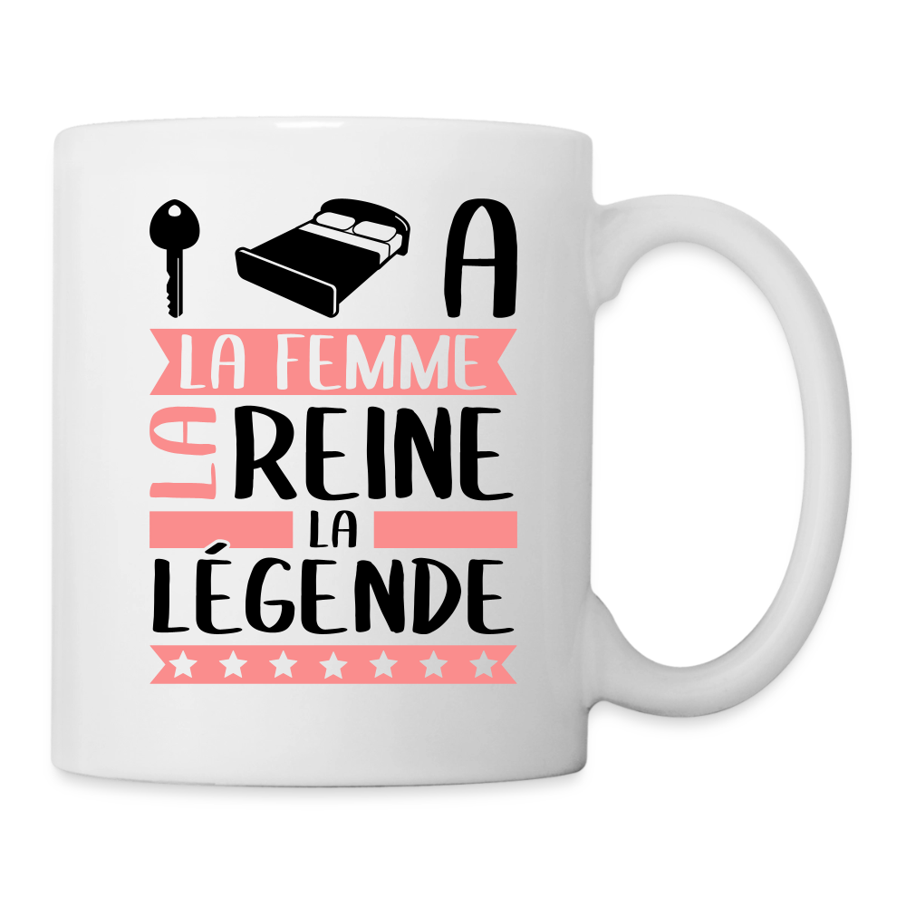 Mug blanc Clélia rébus – La femme, la reine, la légende - blanc