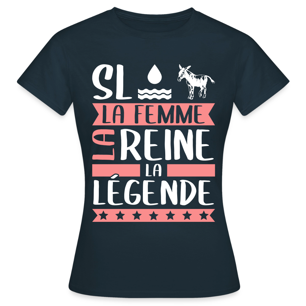 T-shirt femme Sloane rébus – La femme, la reine, la légende - marine