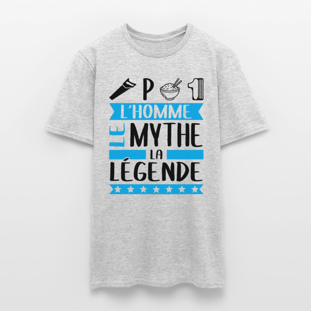 T-shirt homme coloris clair Cyprien rébus – L’homme, le mythe, la légende - gris chiné