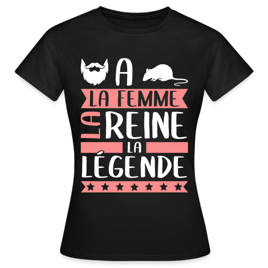 T-shirt femme Barbara rébus – La femme, la reine, la légende - noir