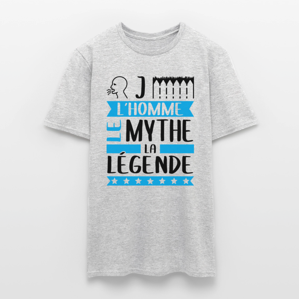 T-shirt homme coloris clair Roger en rébus – L’homme, le mythe, la légende - gris chiné