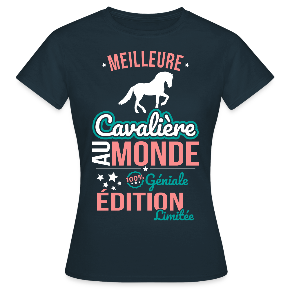 T-shirt Femme - Meilleure Cavalière au monde - 100% géniale - marine