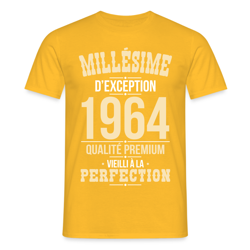 T-shirt Homme - Anniversaire 61 Ans - Millésime 1964 - jaune