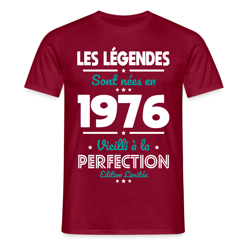 T-shirt anniversaire homme 50 ans – Les légendes sont nées en 1976 - rouge brique