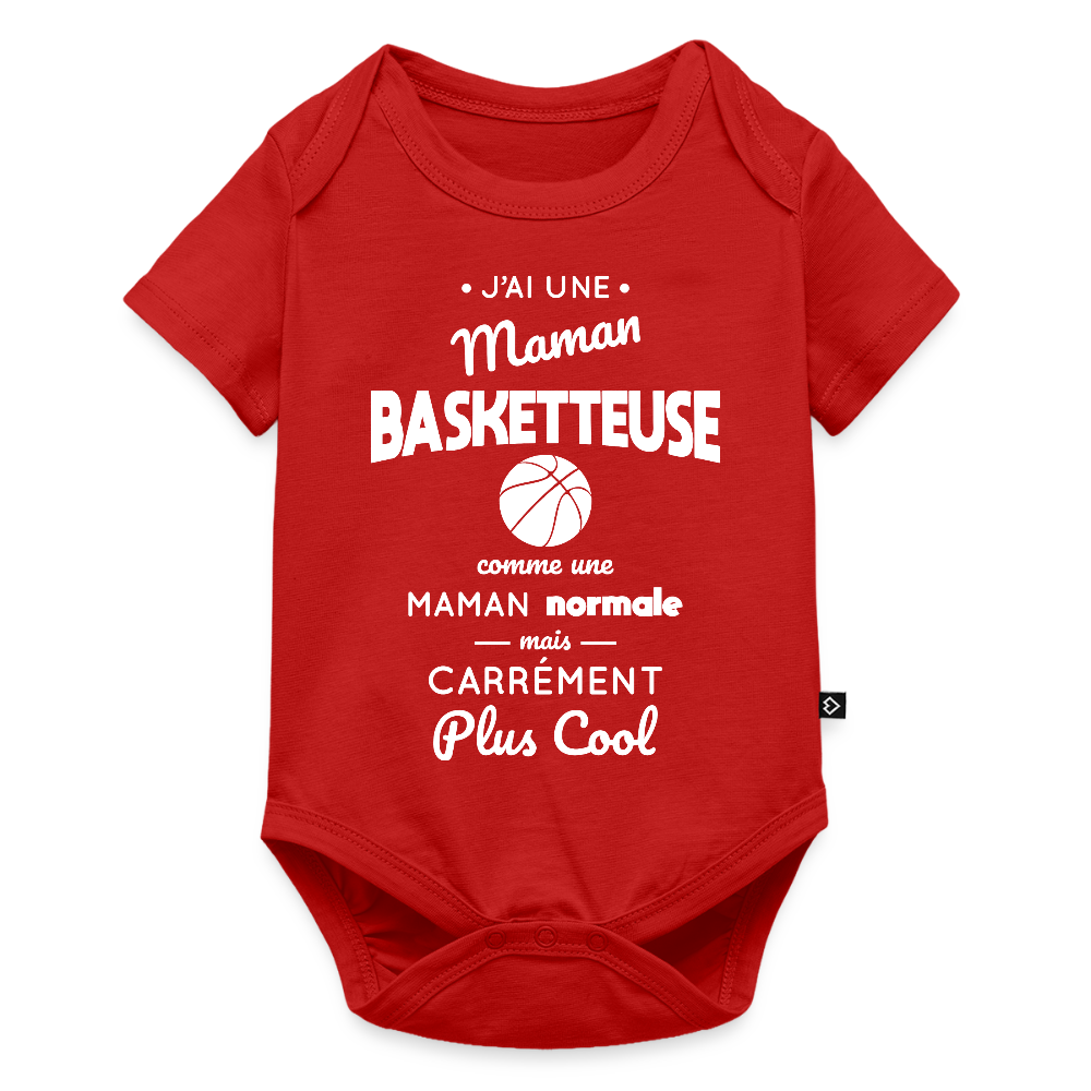 Body Bébé bio manches courtes - J'ai une maman basketteuse - rouge