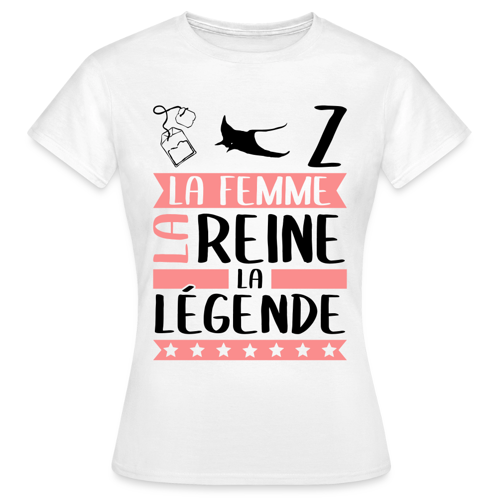 T-shirt femme coloris clair Thérèse en rébus – La femme, la reine, la légende - blanc