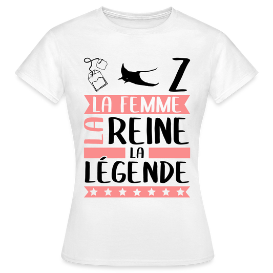 T-shirt femme coloris clair Thérèse en rébus – La femme, la reine, la légende - blanc