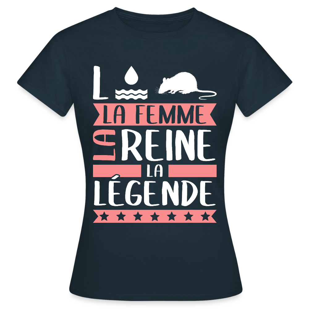 T-shirt femme Laura rébus – La femme, la reine, la légende - marine