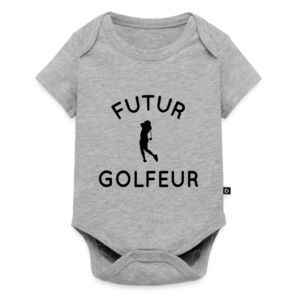 Body Bébé bio manches courtes - Futur golfeur - gris chiné