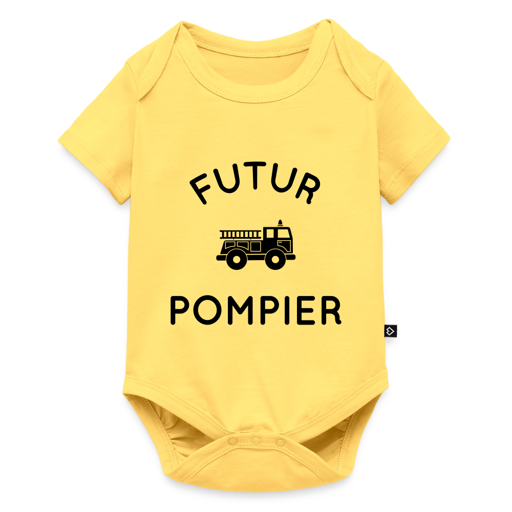 Body Bébé bio manches courtes - Futur pompier - jaune pastel