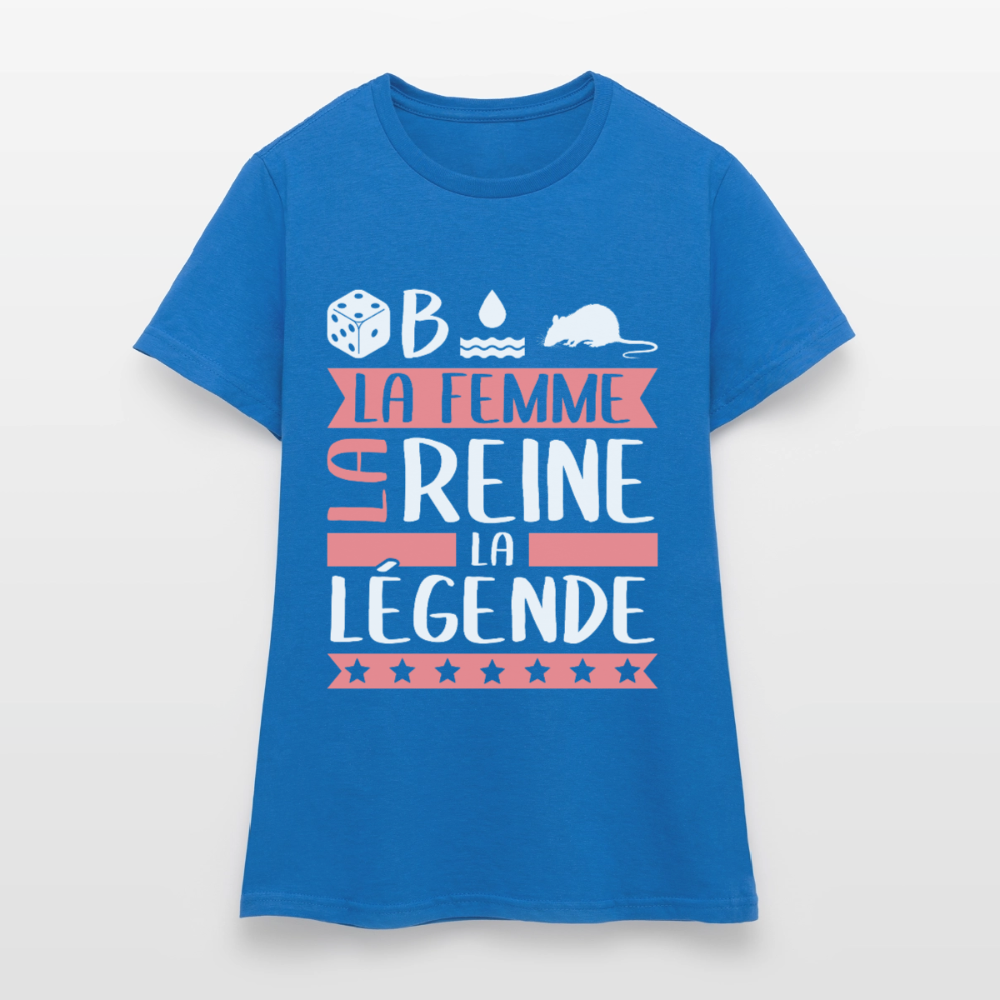 T-shirt femme Déborah rébus – La femme, la reine, la légende - bleu royal