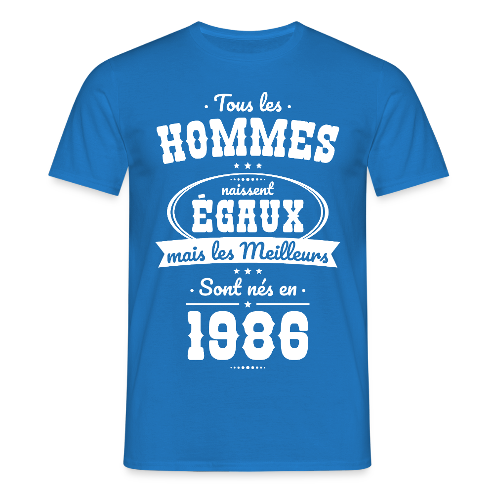 T-shirt anniversaire homme 40 ans – Les meilleurs sont nés en 1986 - bleu royal