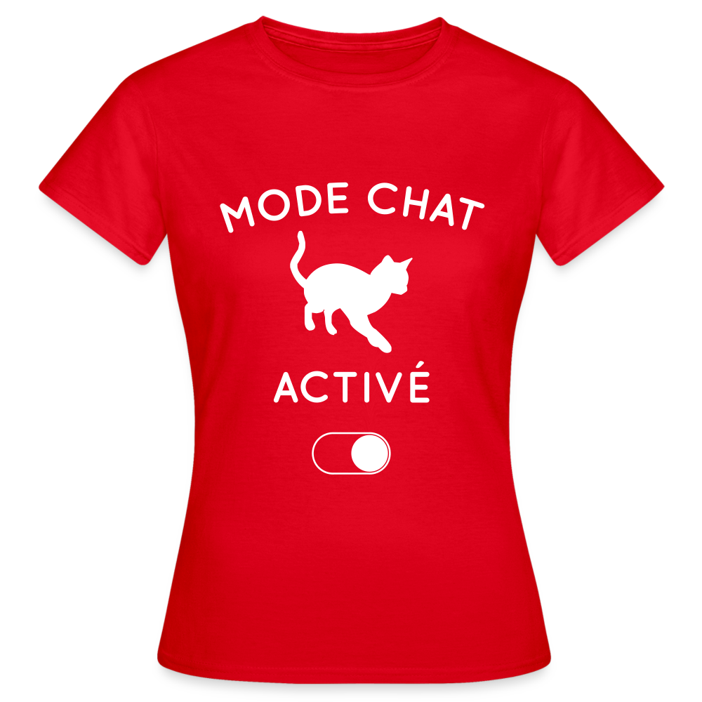 T-shirt Femme - Mode chat activé - rouge
