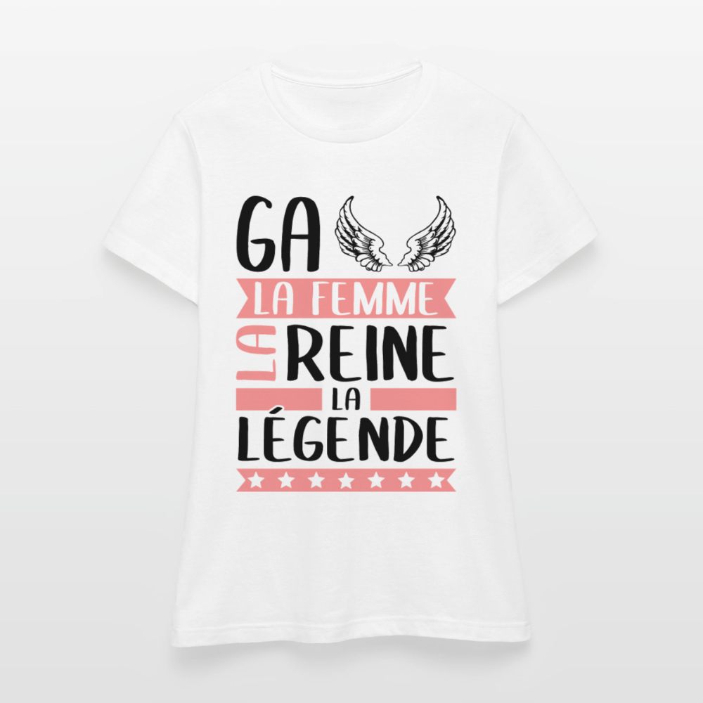T-shirt femme coloris clair Gaëlle rébus – La femme, la reine, la légende - blanc