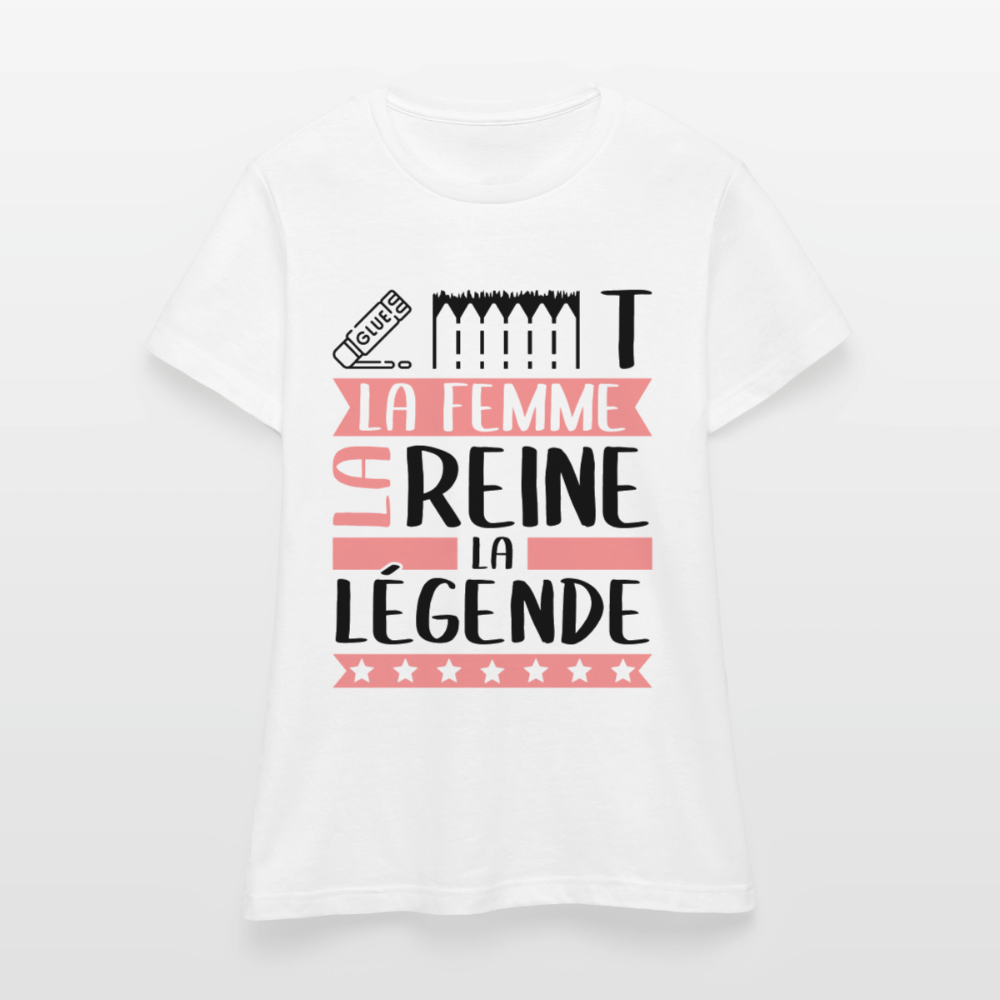 T-shirt femme coloris clair Colette en rébus – La femme, la reine, la légende - blanc