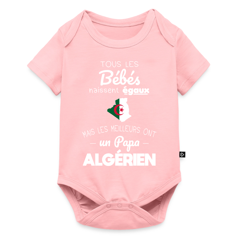 Body Bébé bio manches courtes - Les Meilleurs Ont Un Papa Algérien - rose