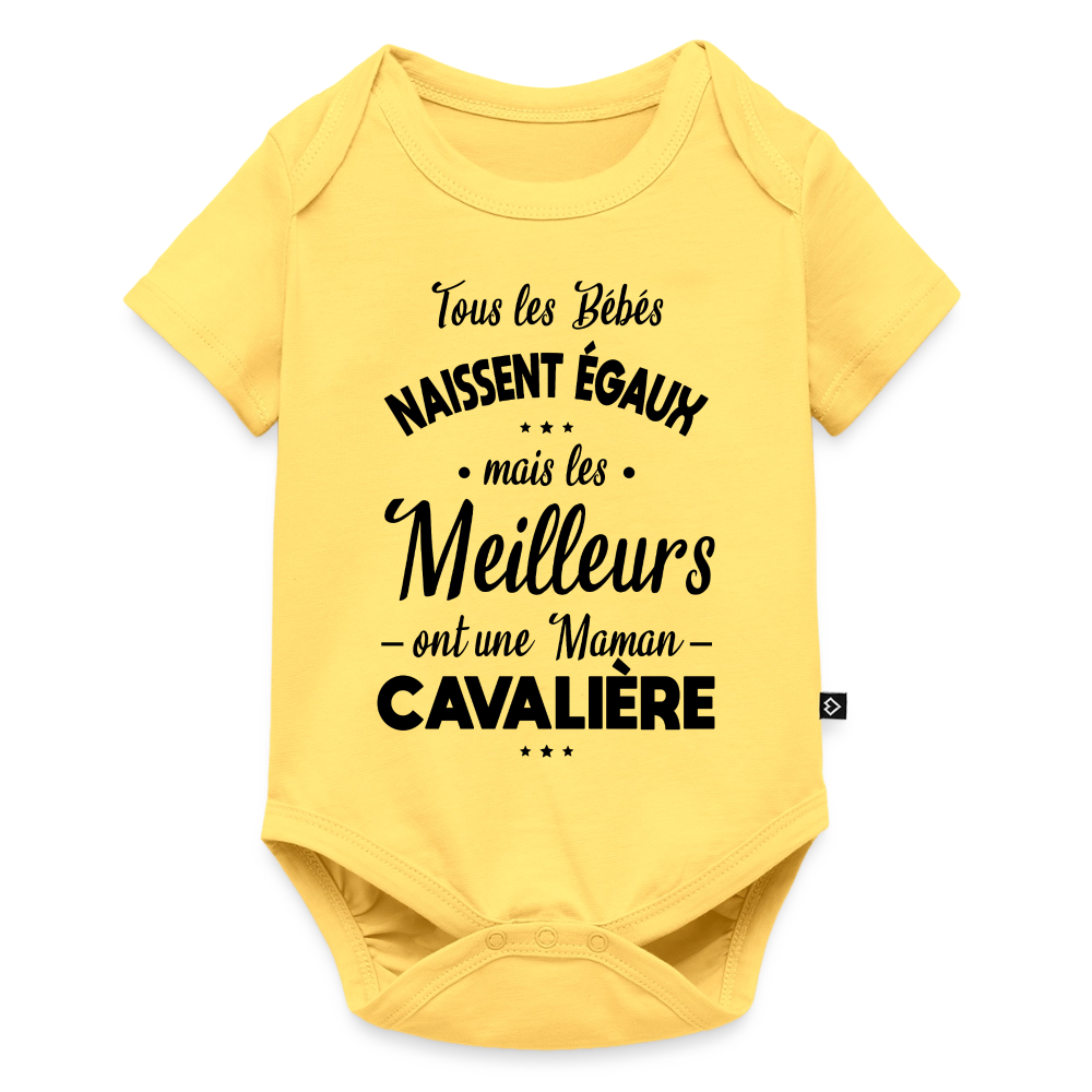 Body Bébé Humour Maman Cavalière – Idée Cadeau Équitation - jaune pastel