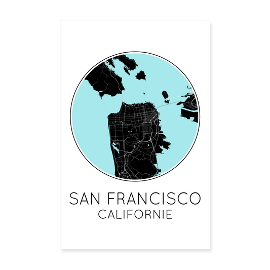 Poster San Francisco - Plan San Francisco - 20 x 30 cm - blanc