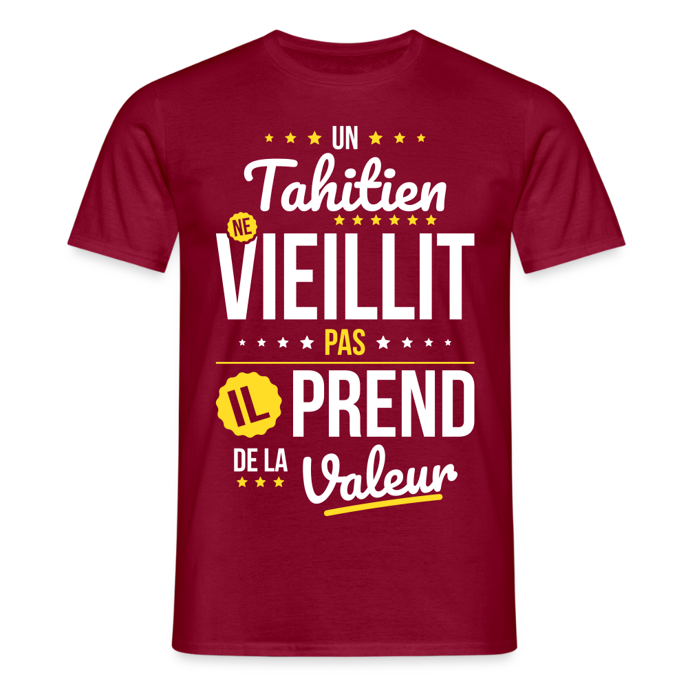 T-shirt Homme - Un Tahitien ne vieillit pas - rouge brique