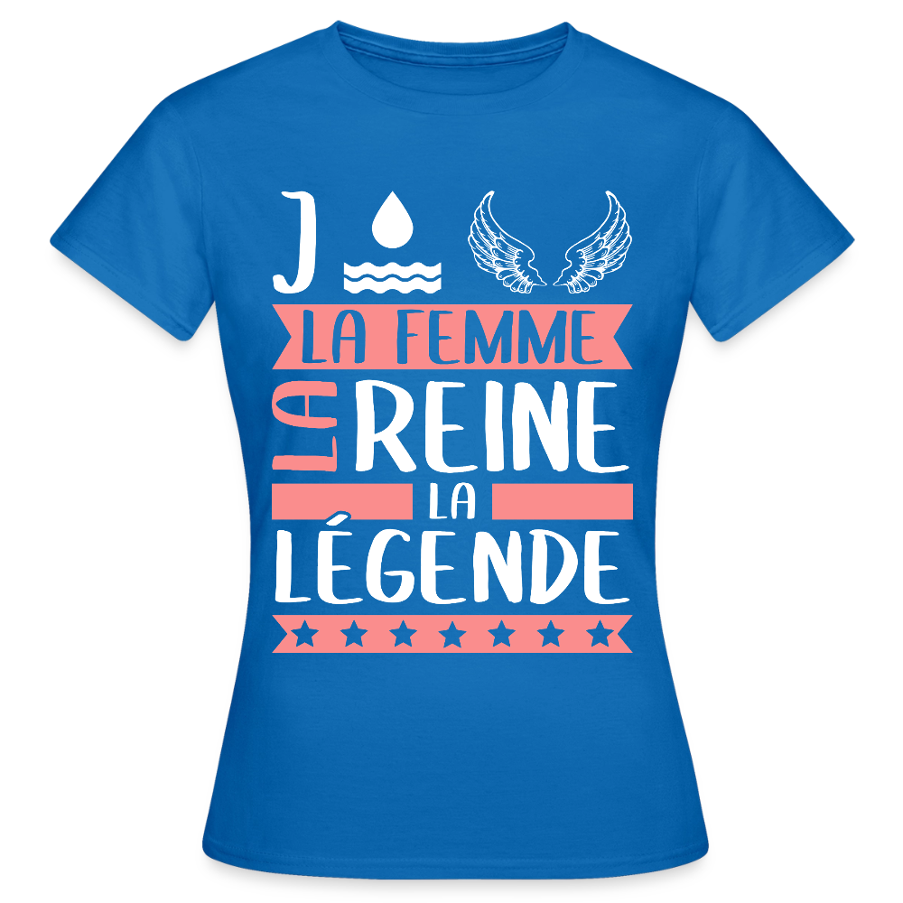 T-shirt femme Joëlle rébus – La femme, la reine, la légende - bleu royal