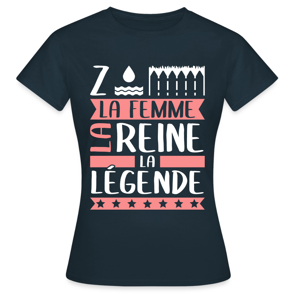 T-shirt femme Zoé rébus – La femme, la reine, la légende - marine