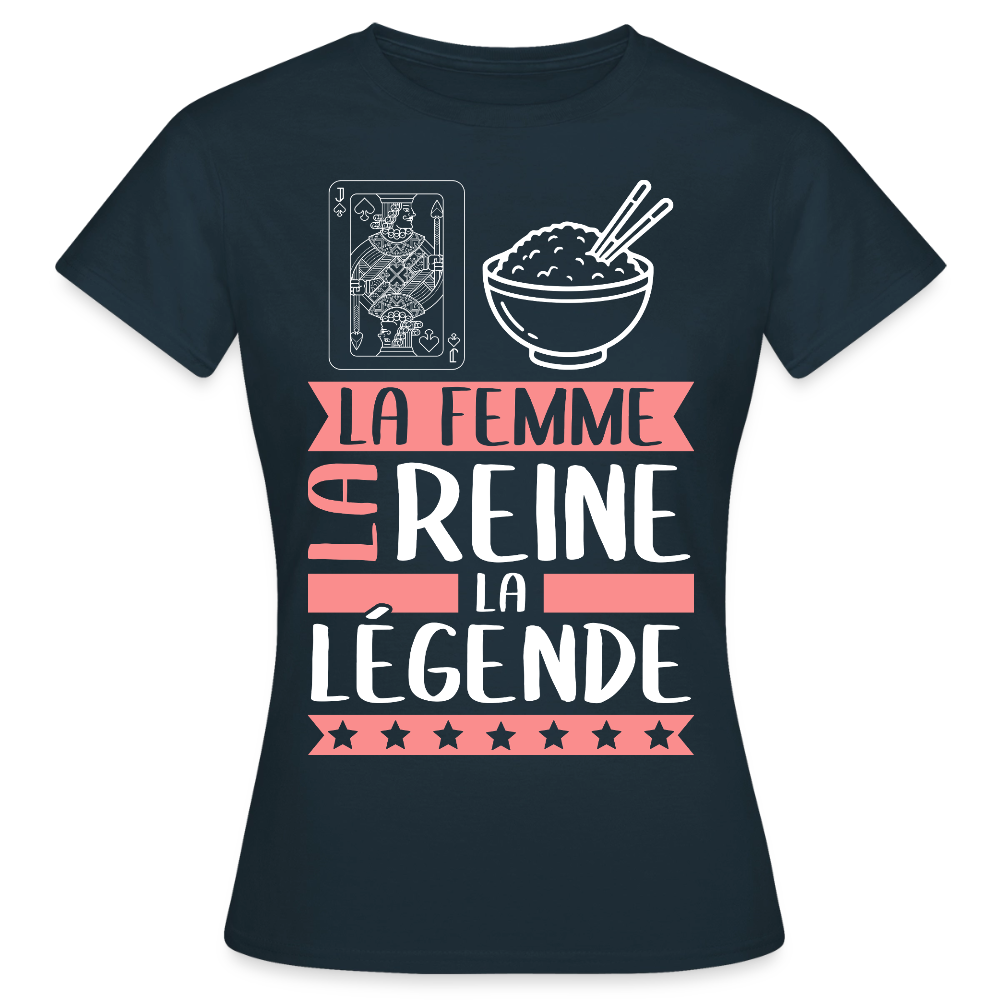 T-shirt femme Valérie rébus – La femme, la reine, la légende - marine